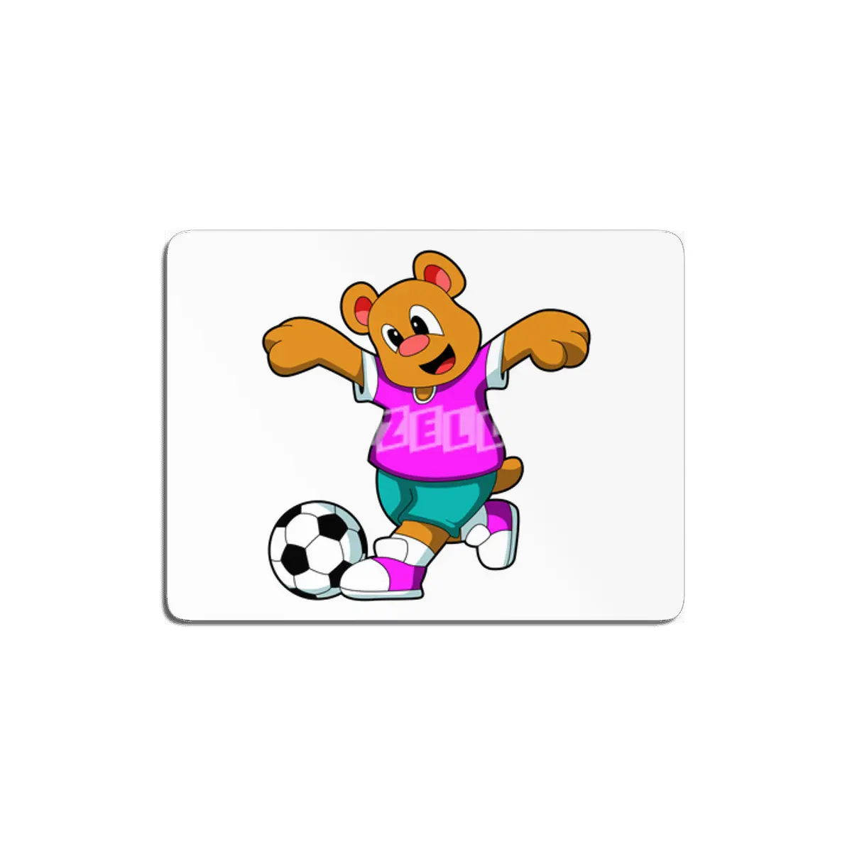 Bear at Sports with Soccer MDF Tablo
