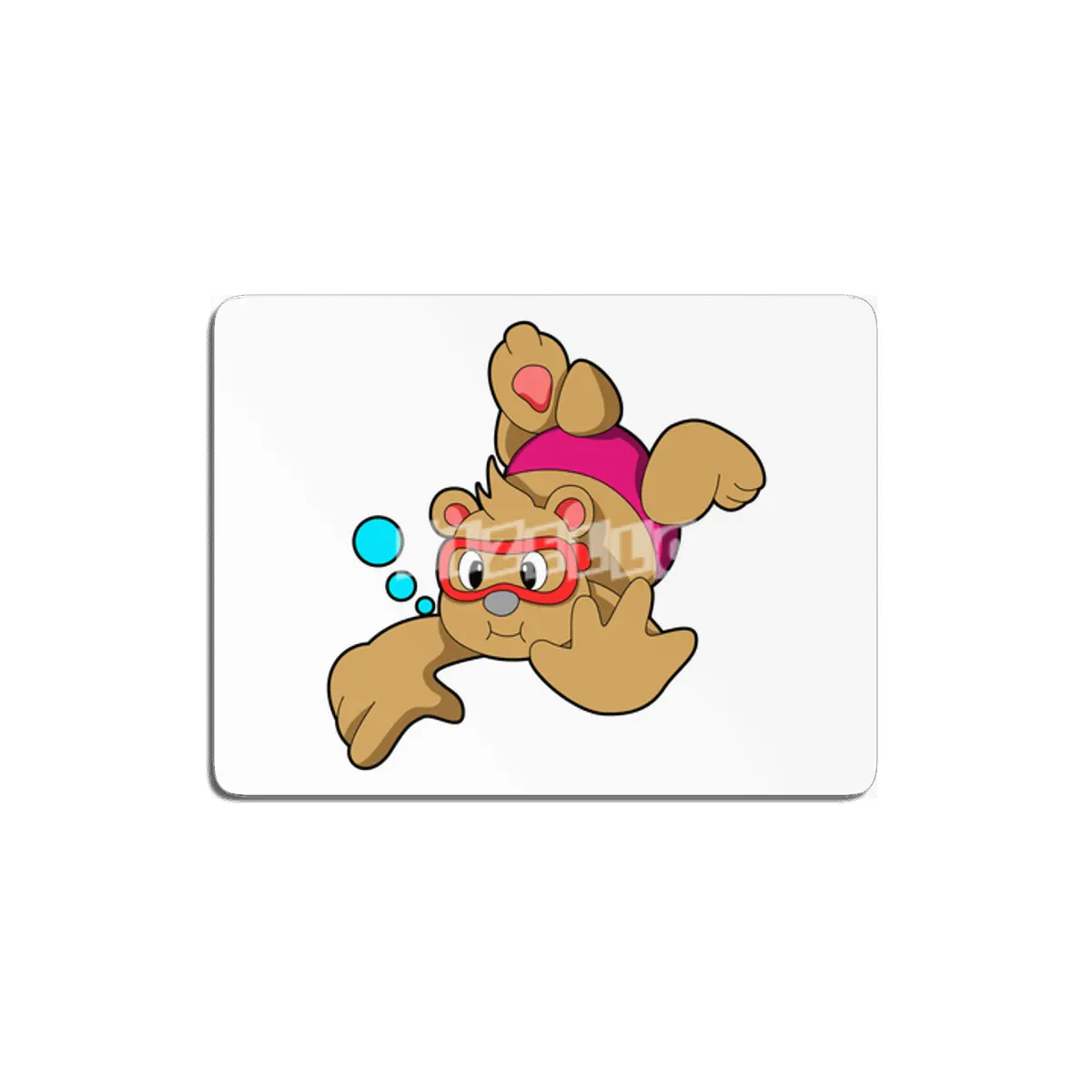 Bear at Swimming with Swimming goggles MDF Tablo