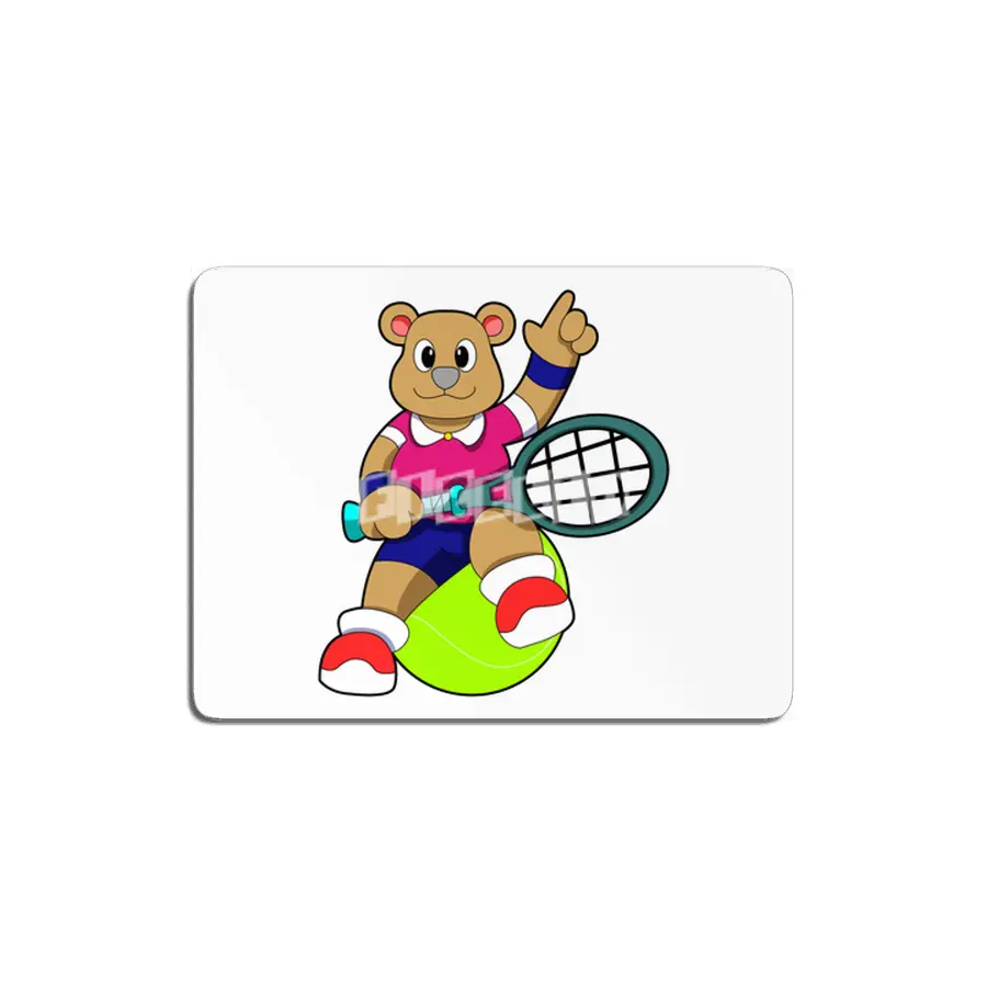 Bear at Tennis with Tennis racket & Tennis ball MDF Tablo