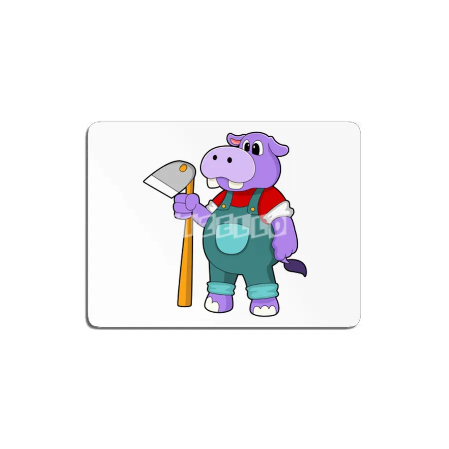 Hippo as Farmer with Garden hoe MDF Tablo