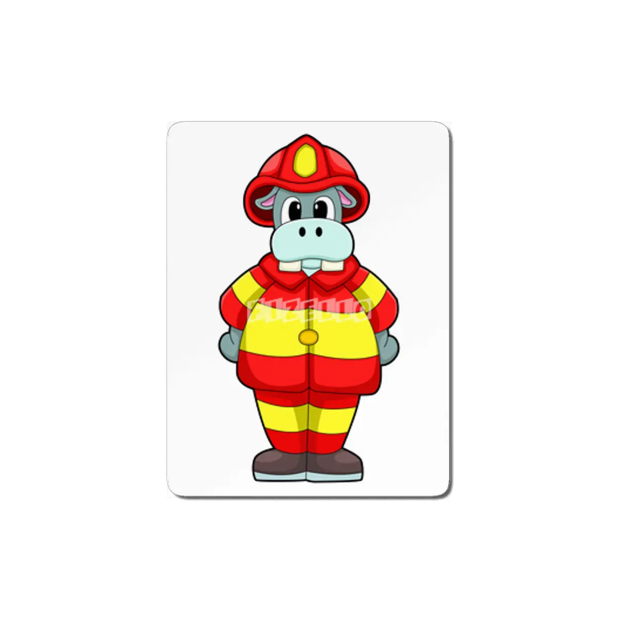 Hippo as Firefighter at Fire department with Hat MDF Tablo