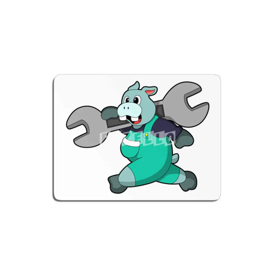 Hippo as Mechanic with Wrench MDF Tablo
