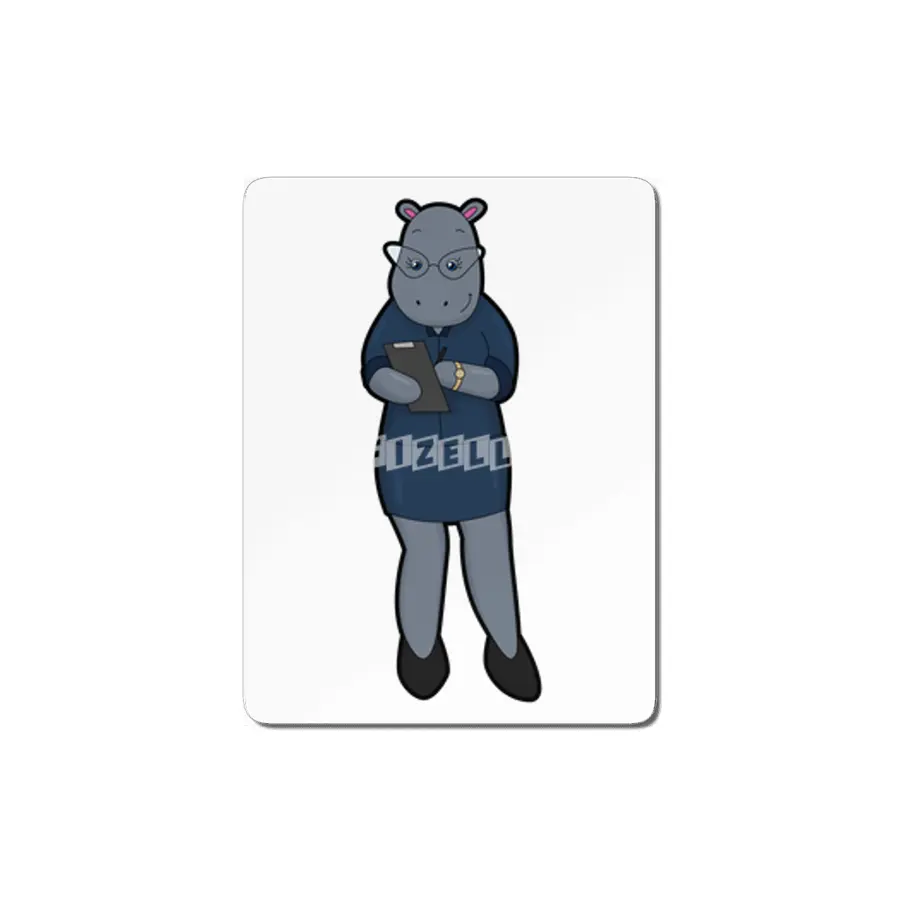 Hippo as Secretary with Notepad and Pen MDF Tablo