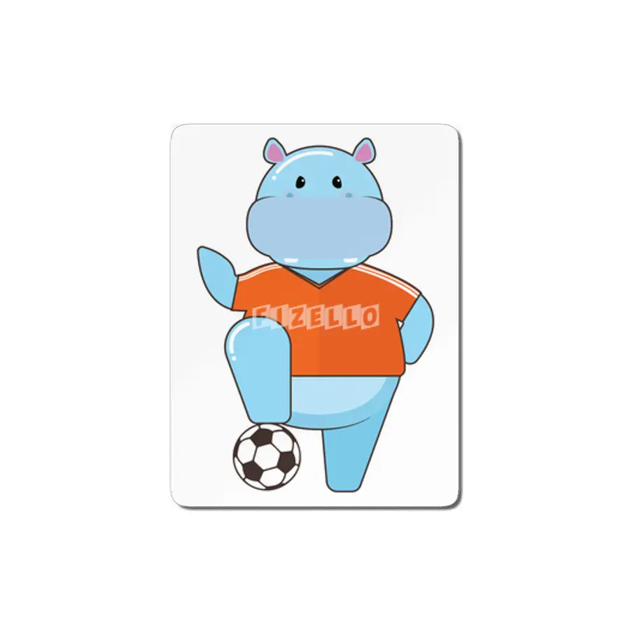 Hippo as Soccer player with Soccer ball MDF Tablo
