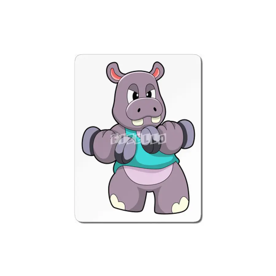 Hippo at Bodybuilding with Dumbbells MDF Tablo