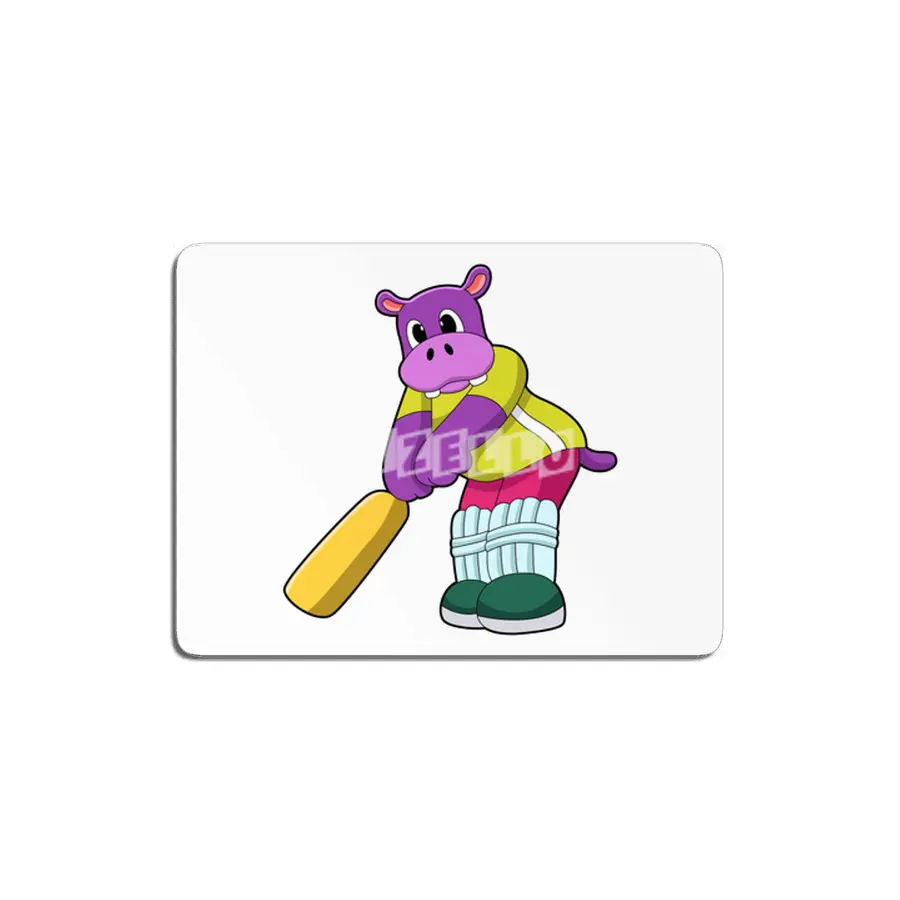 Hippo at Cricket with Cricket bat MDF Tablo