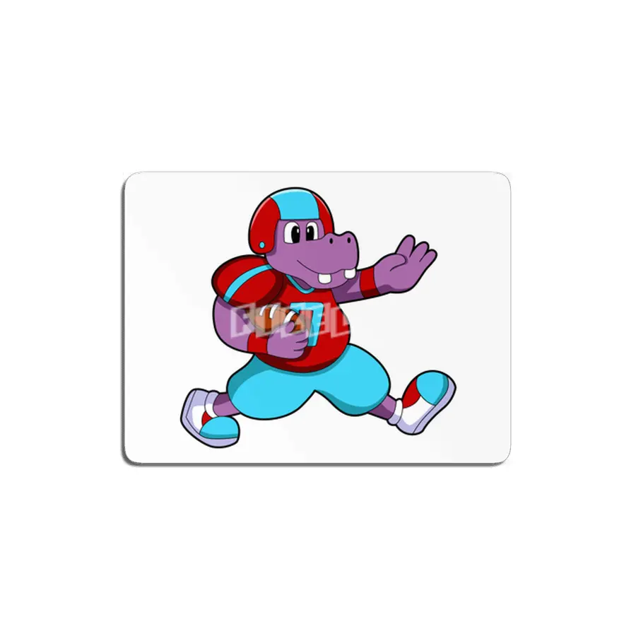 Hippo at Sports with Football & Helmet MDF Tablo