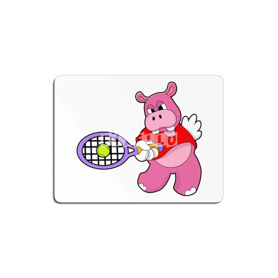 Hippo at Tennis with Tennis racket MDF Tablo