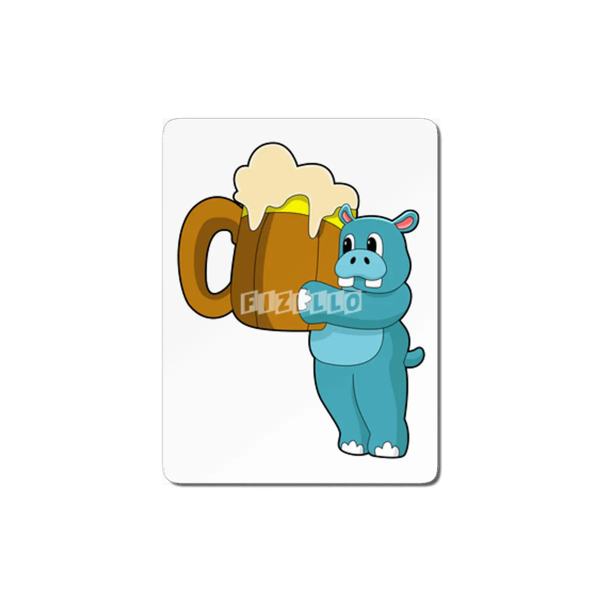 Hippo with Mug of Beer MDF Tablo