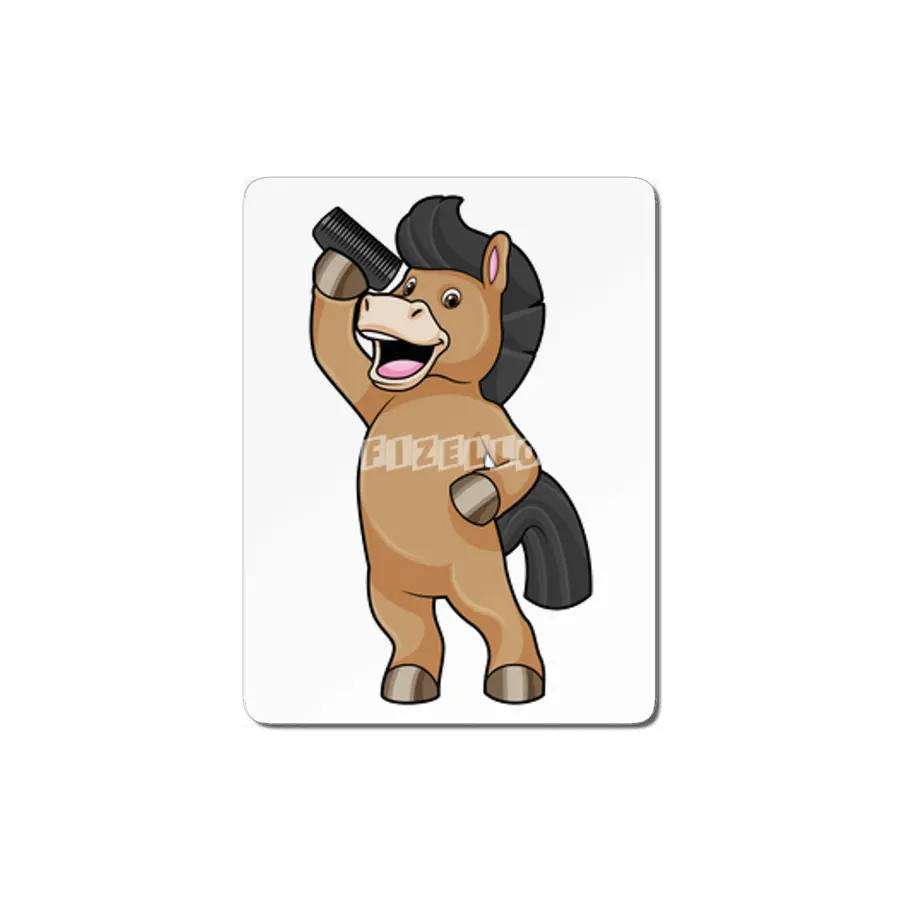 Horse as Hairdresser with Comb MDF Tablo