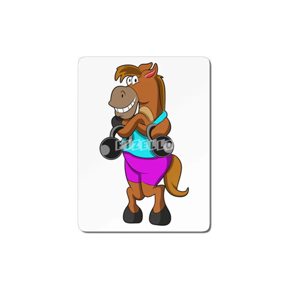 Horse at Laughing with Dumbbells MDF Tablo