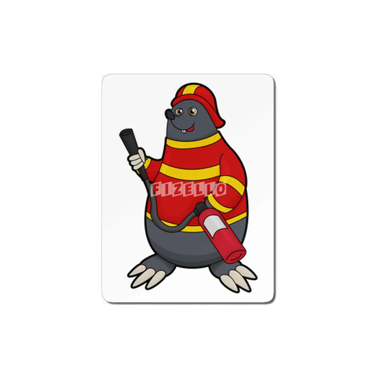 Mole as Firefighter with Fire extinguisher MDF Tablo