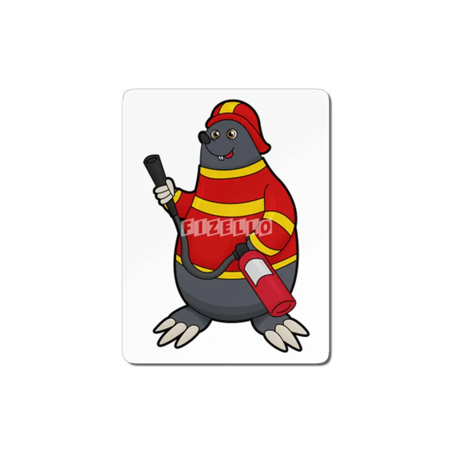 Mole as Firefighter with Fire extinguisher MDF Tablo