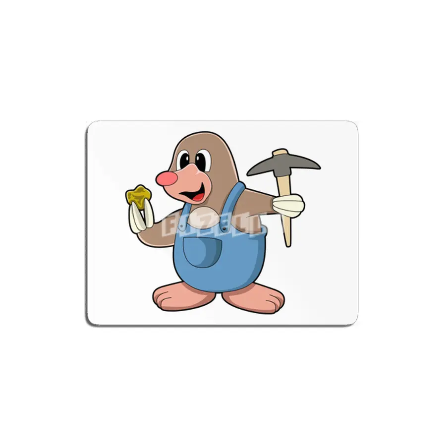 Mole as Miner with Gold MDF Tablo