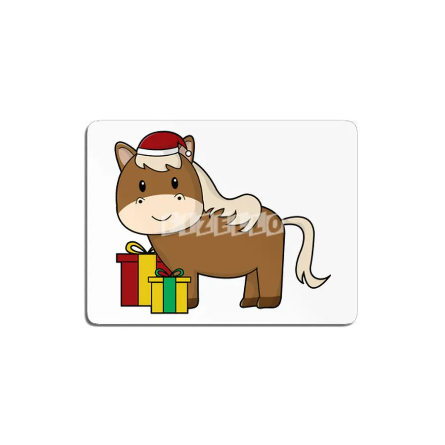 Horse with Santa hat & Gifts MDF Tablo