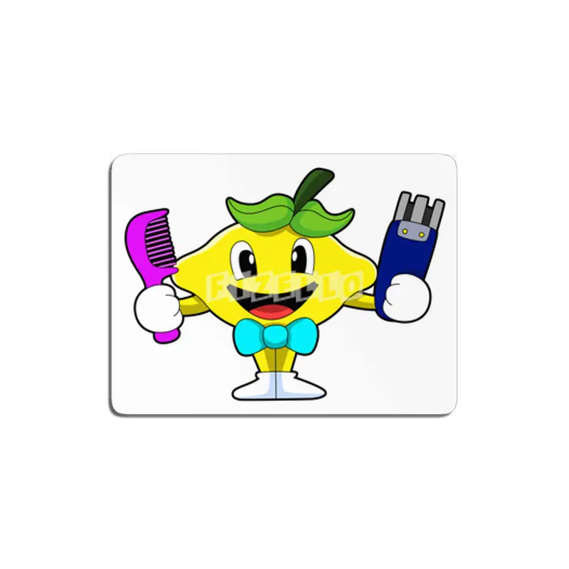 Lemon as Hairdresser with Comb & Razor MDF Tablo