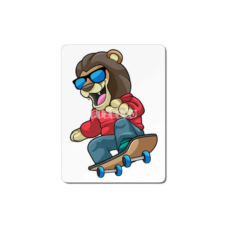 Lion as Skater with Skateboard MDF Tablo