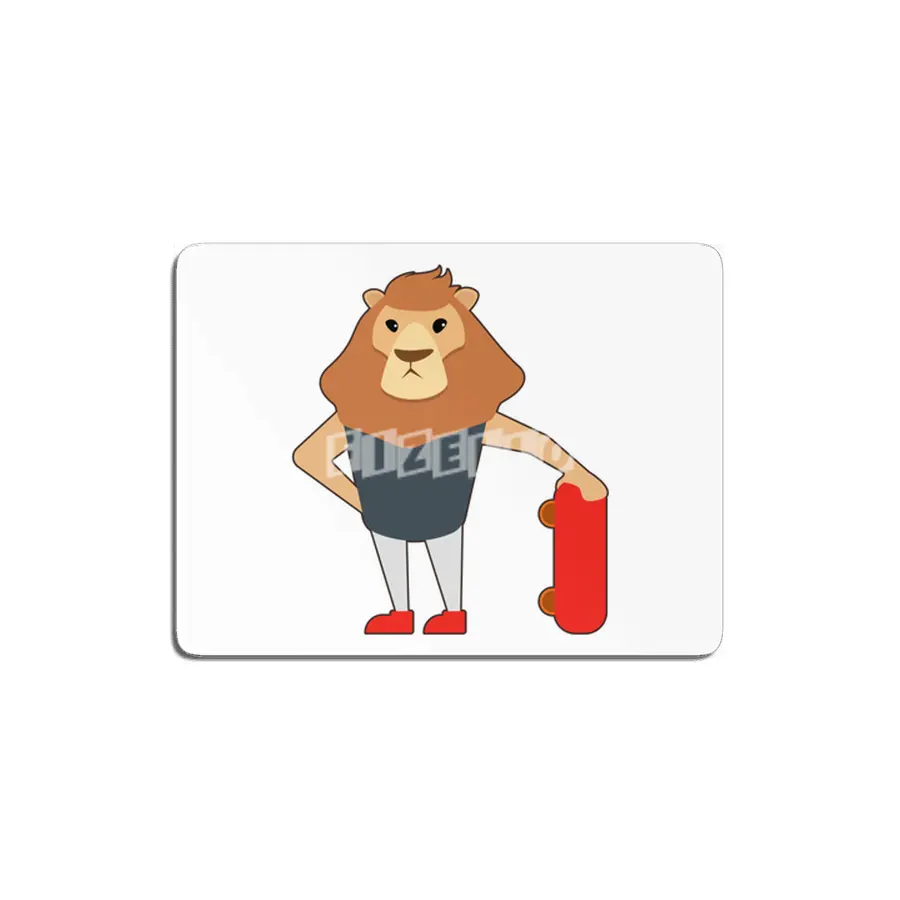 Lion as Skater with Skateboard MDF Tablo