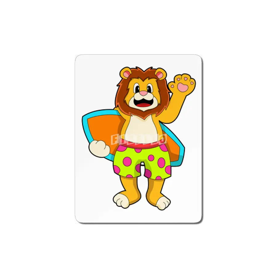 Lion as Surfer with Surfboard MDF Tablo