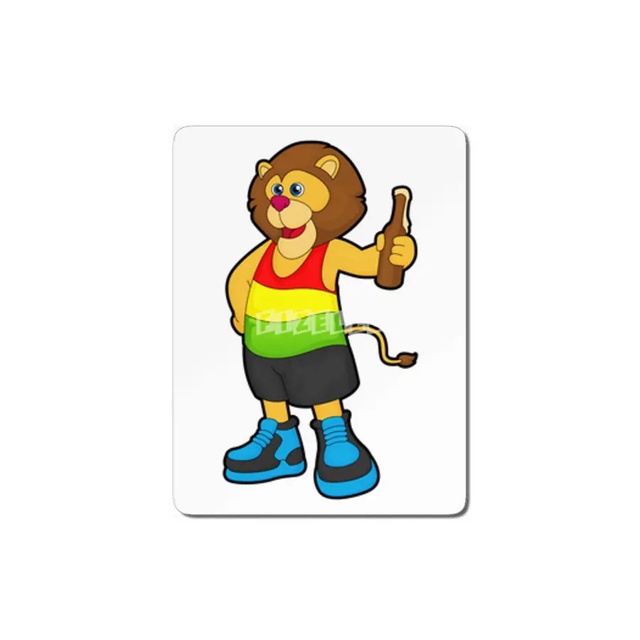 Lion with Bottle of Beer & Rainbow Tank top MDF Tablo