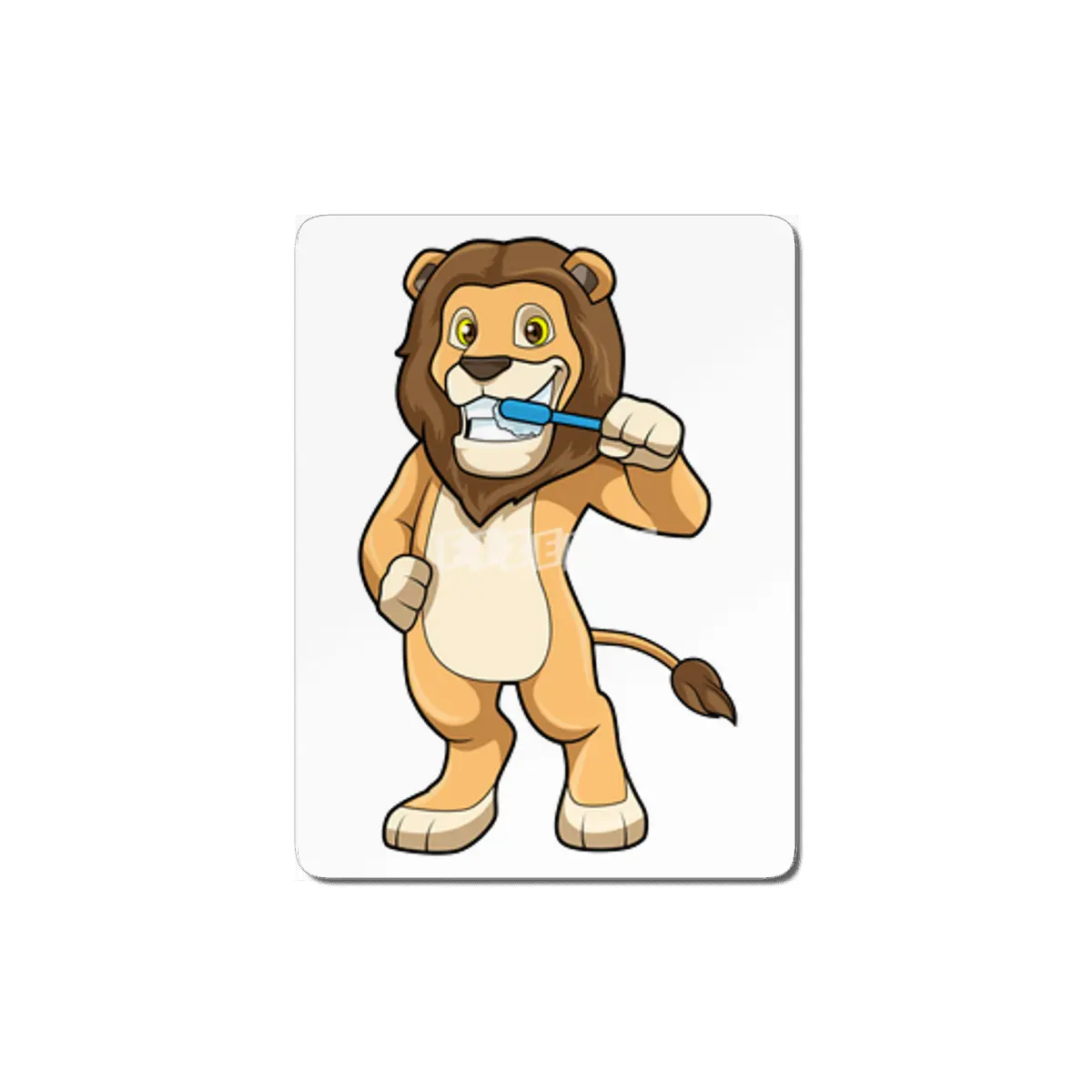 Lion with Toothbrush MDF Tablo