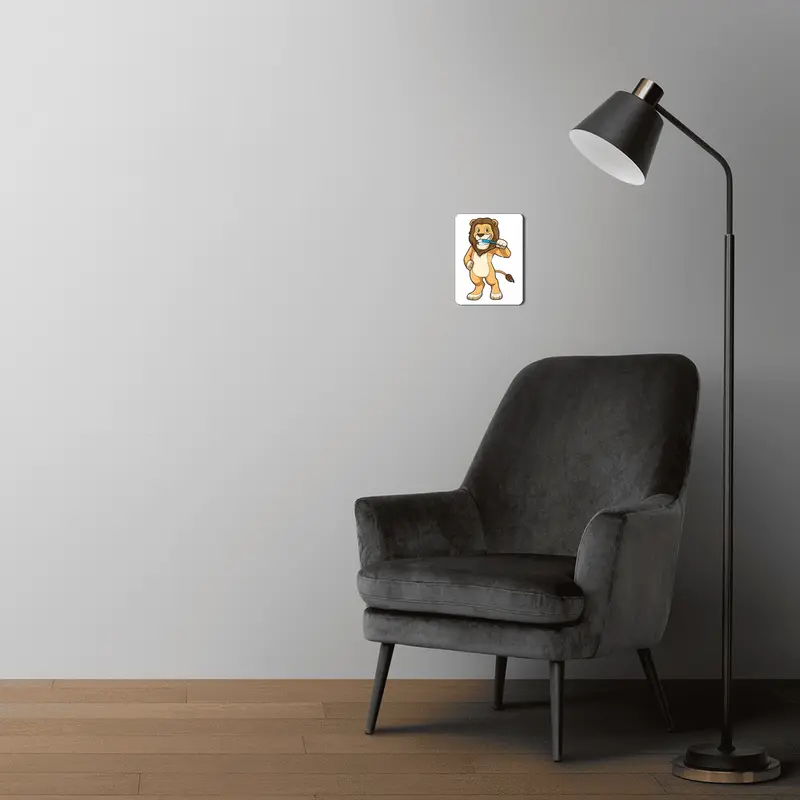 Lion with Toothbrush MDF Tablo