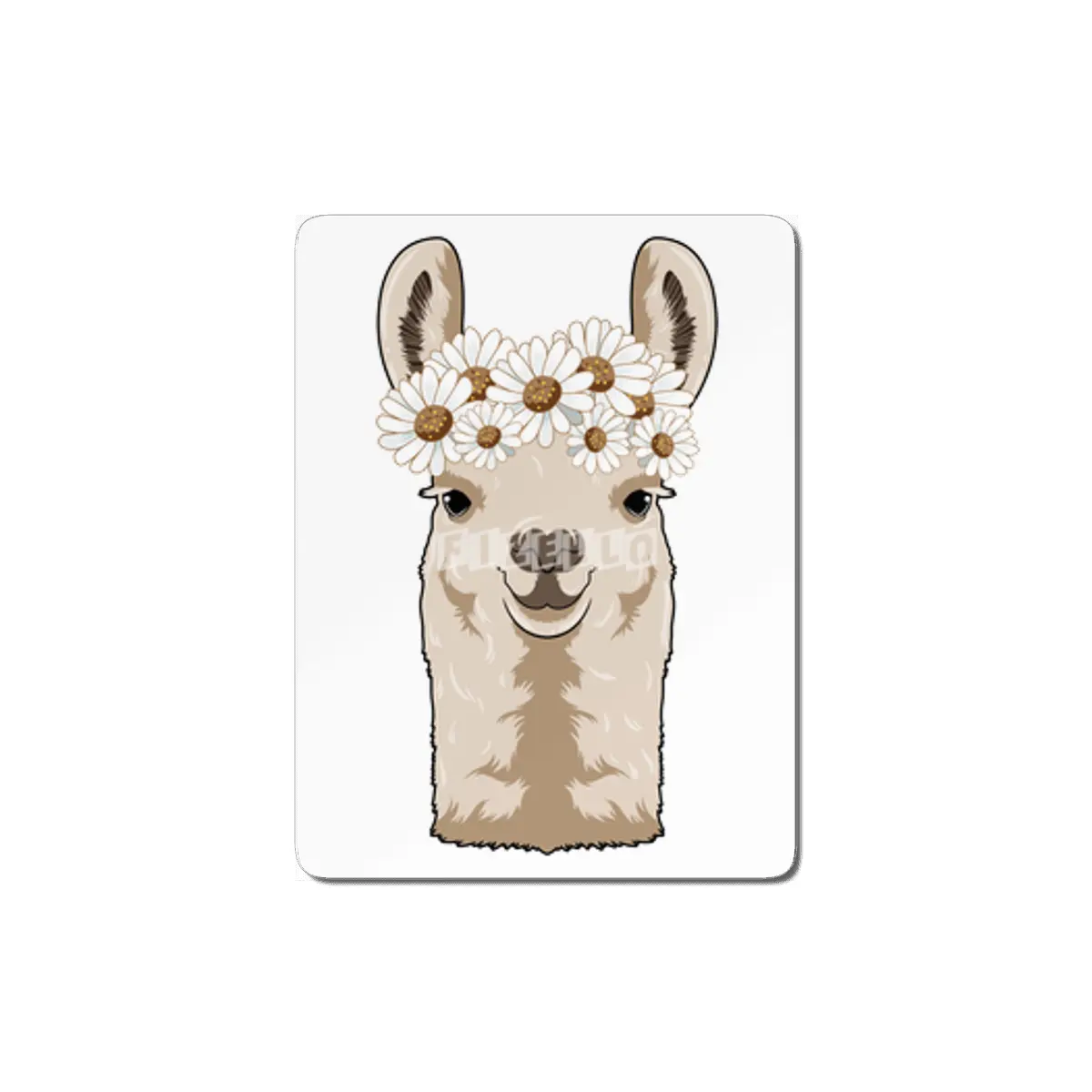 Llama with white Blossoms MDF Tablo