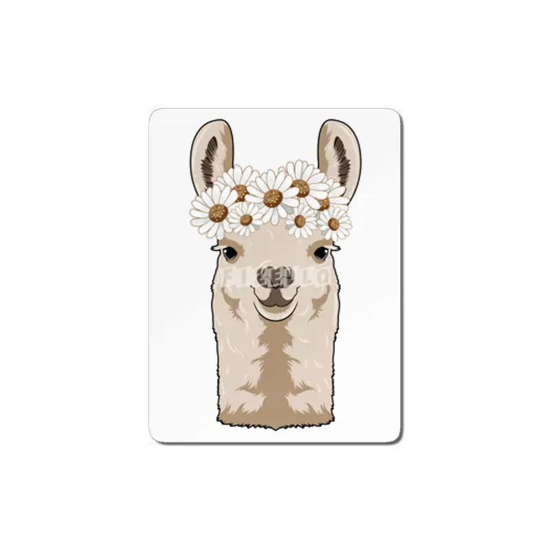 Llama with white Blossoms MDF Tablo
