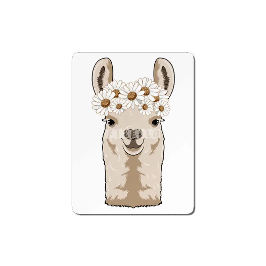 Llama with white Blossoms MDF Tablo