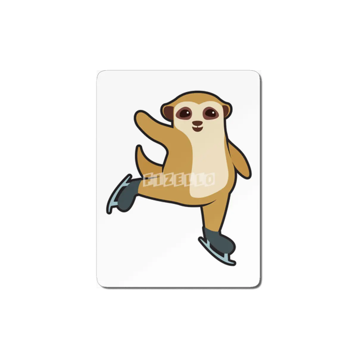 Meerkat at Ice skating with Ice skates MDF Tablo