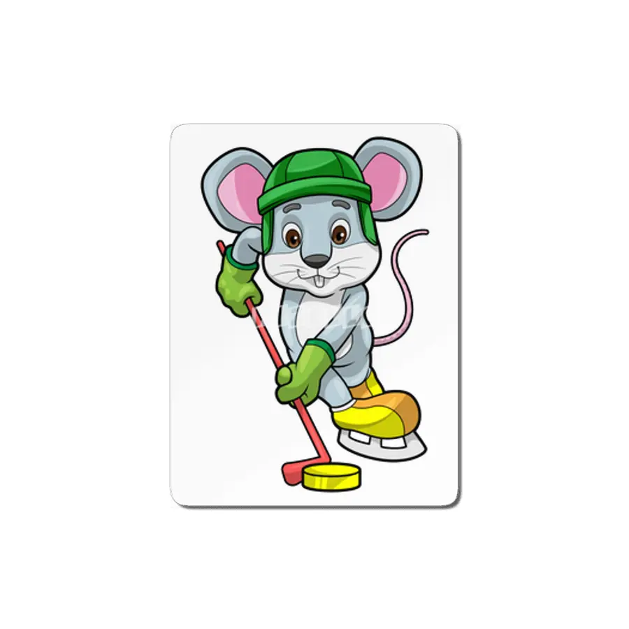 Mouse at Ice hockey with Ice hockey stick MDF Tablo