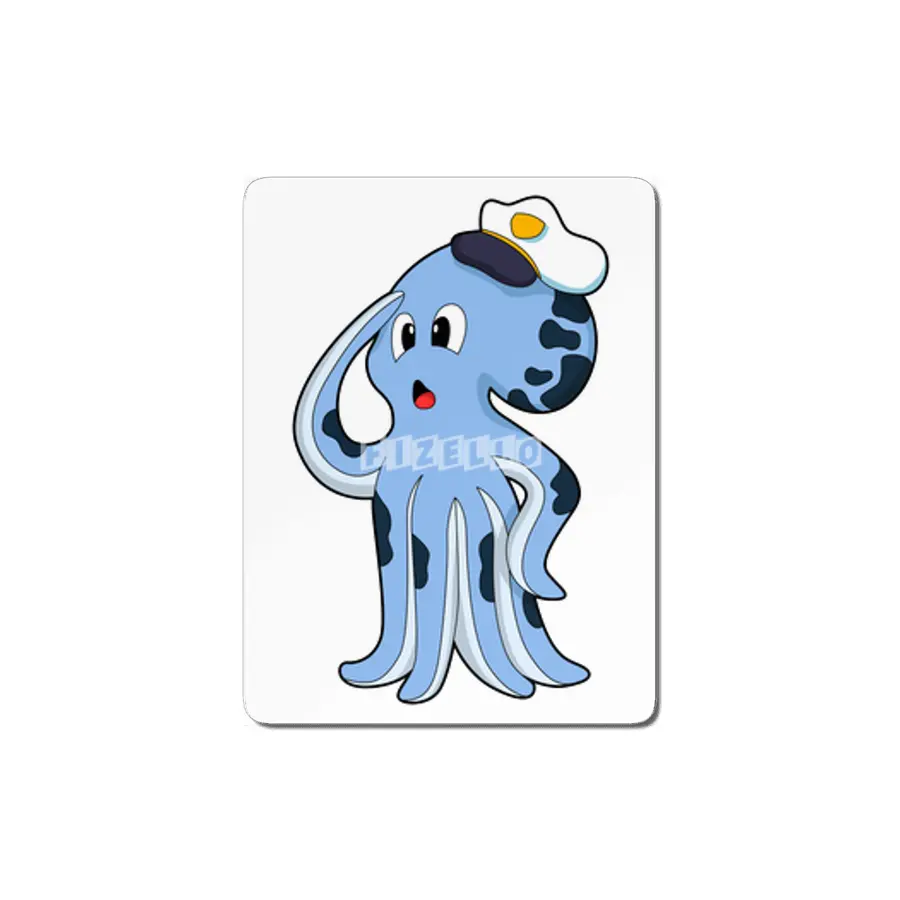 Octopus as Captain with Cap MDF Tablo
