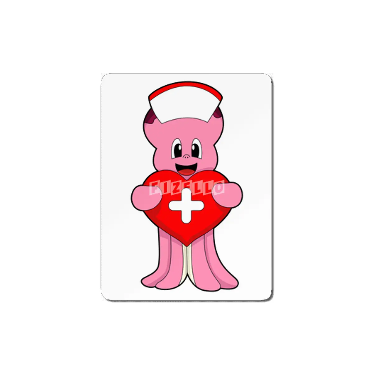 Octopus as Nurse with Heart MDF Tablo