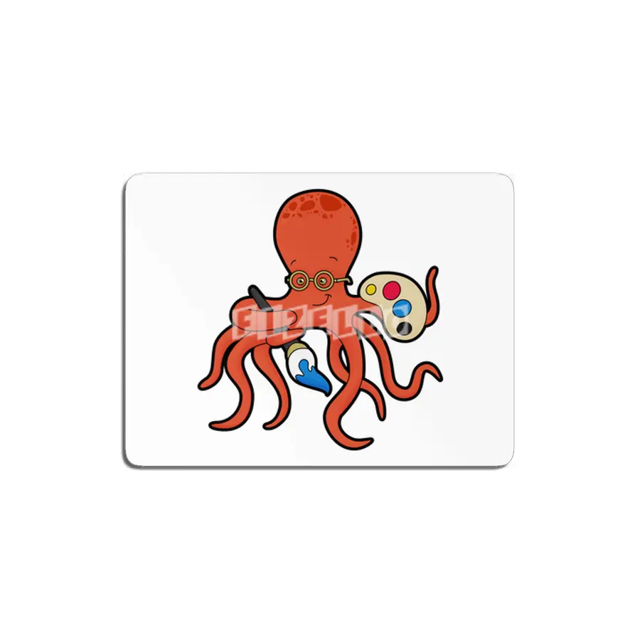 Octopus as Painter with Paint & Brush MDF Tablo