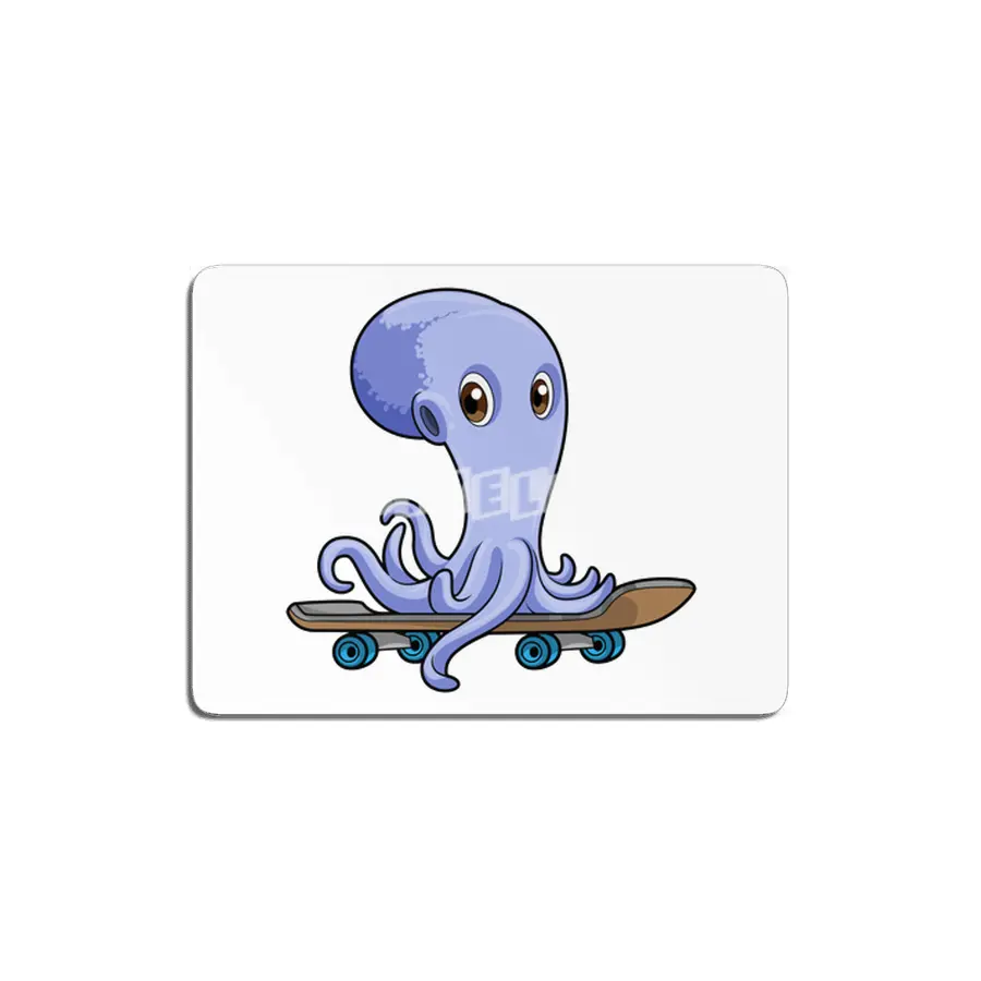 Octopus as Skater with Skateboard MDF Tablo