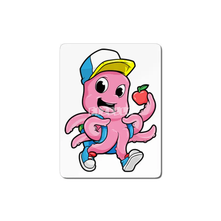 Octopus as Student with Backpack & Apple MDF Tablo