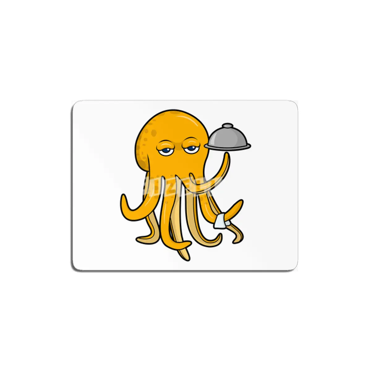 Octopus as Waiter with Platter & Serving towel MDF Tablo