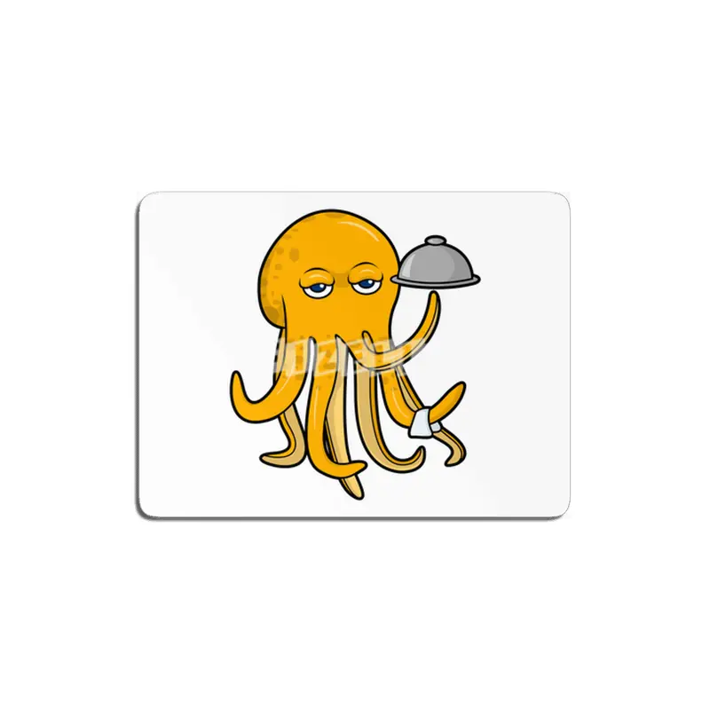 Octopus as Waiter with Platter & Serving towel MDF Tablo