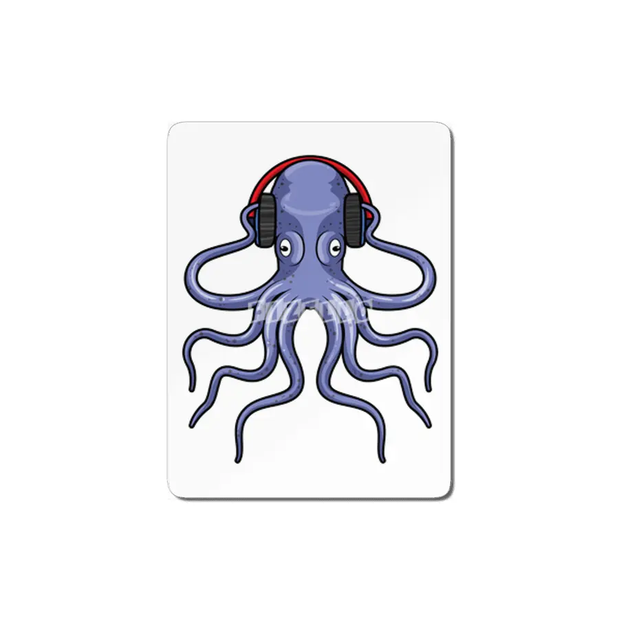 Octopus at Music with Headphone MDF Tablo
