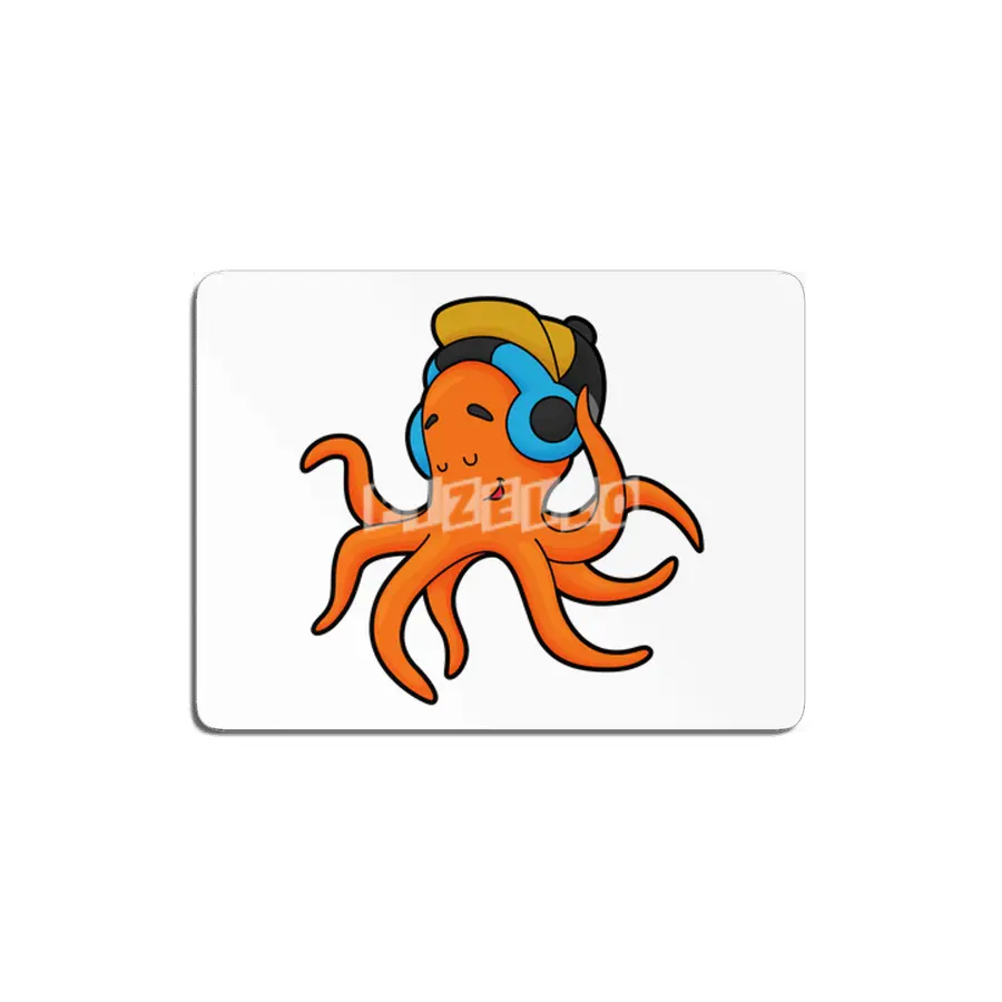 Octopus at Music with Headphone MDF Tablo