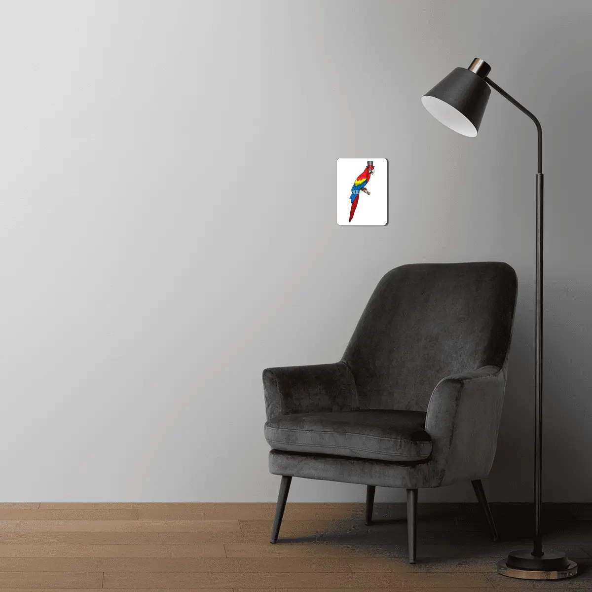 Parrot as Gentleman with Hat MDF Tablo