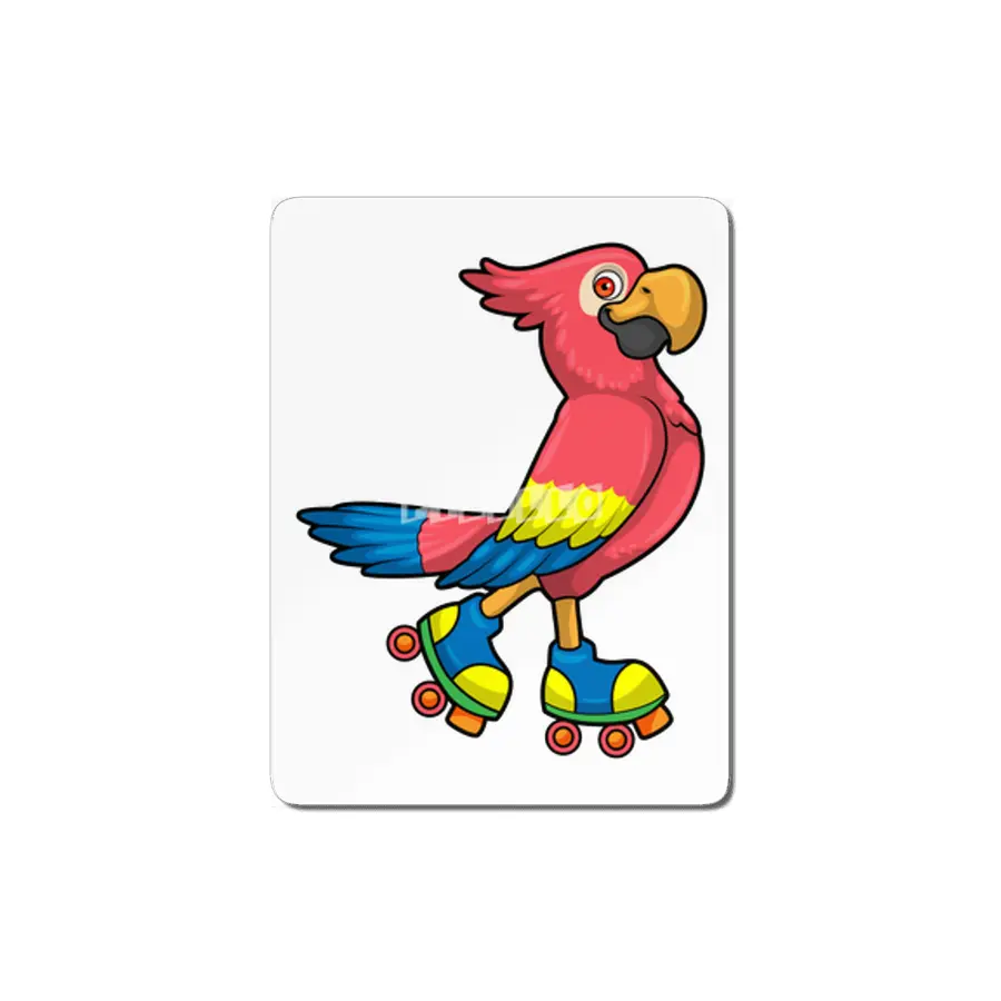Parrot as Skater with Roller skates MDF Tablo