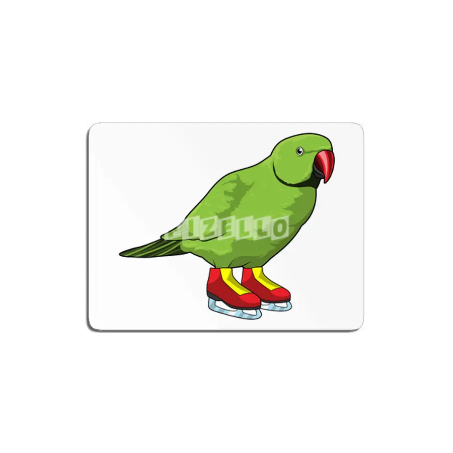 Parrot at Ice skating with Ice skates MDF Tablo