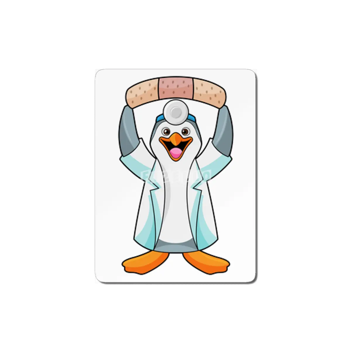 Penguin as Doctor with Plaster MDF Tablo