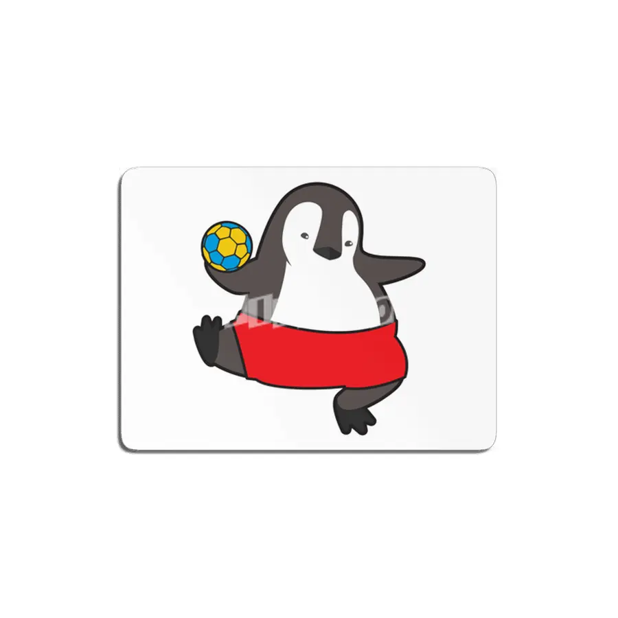 Penguin as Handball player with Handball MDF Tablo