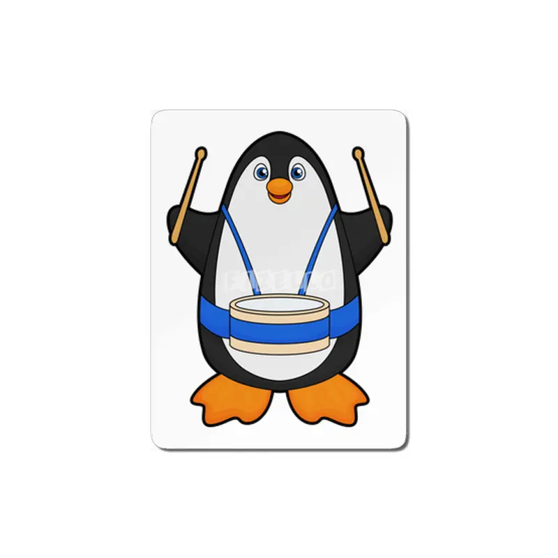Penguin as Musician with Drum MDF Tablo