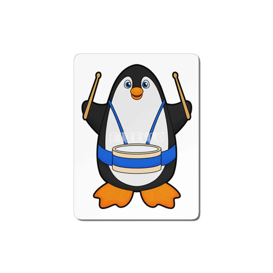 Penguin as Musician with Drum MDF Tablo
