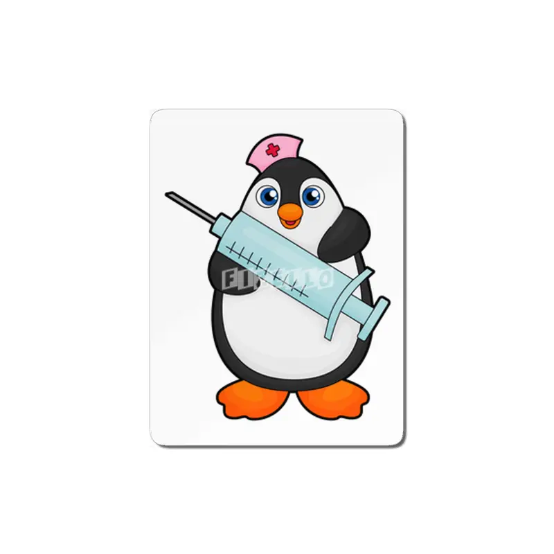 Penguin as Nurse at Vaccination with Syringe MDF Tablo