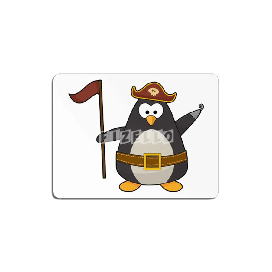 Penguin as Pirate with Pirate belt & Pirate hat MDF Tablo