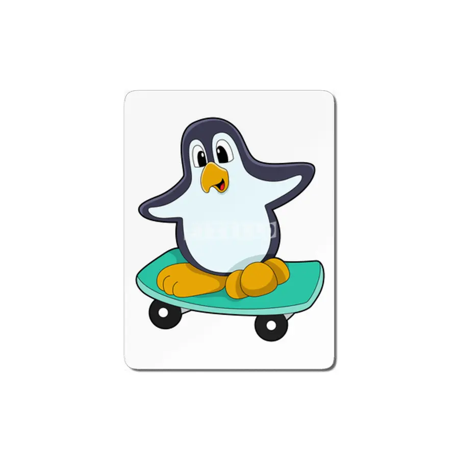 Penguin as Skater on Skateboard MDF Tablo